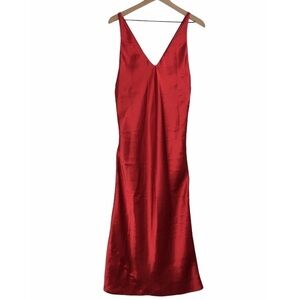 FREDERICK’S OF HOLLYWOOD Vintage Gown Long Satin Small Plunge Lingerie Boudoir